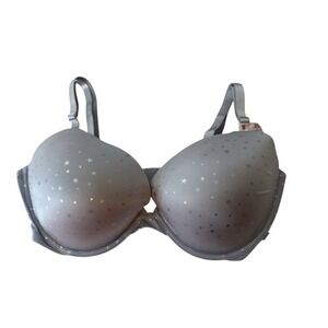 Victoria Secret Bra 38DD Gray Very‎ Sexy Push Up Shine Underwire Star Linen New